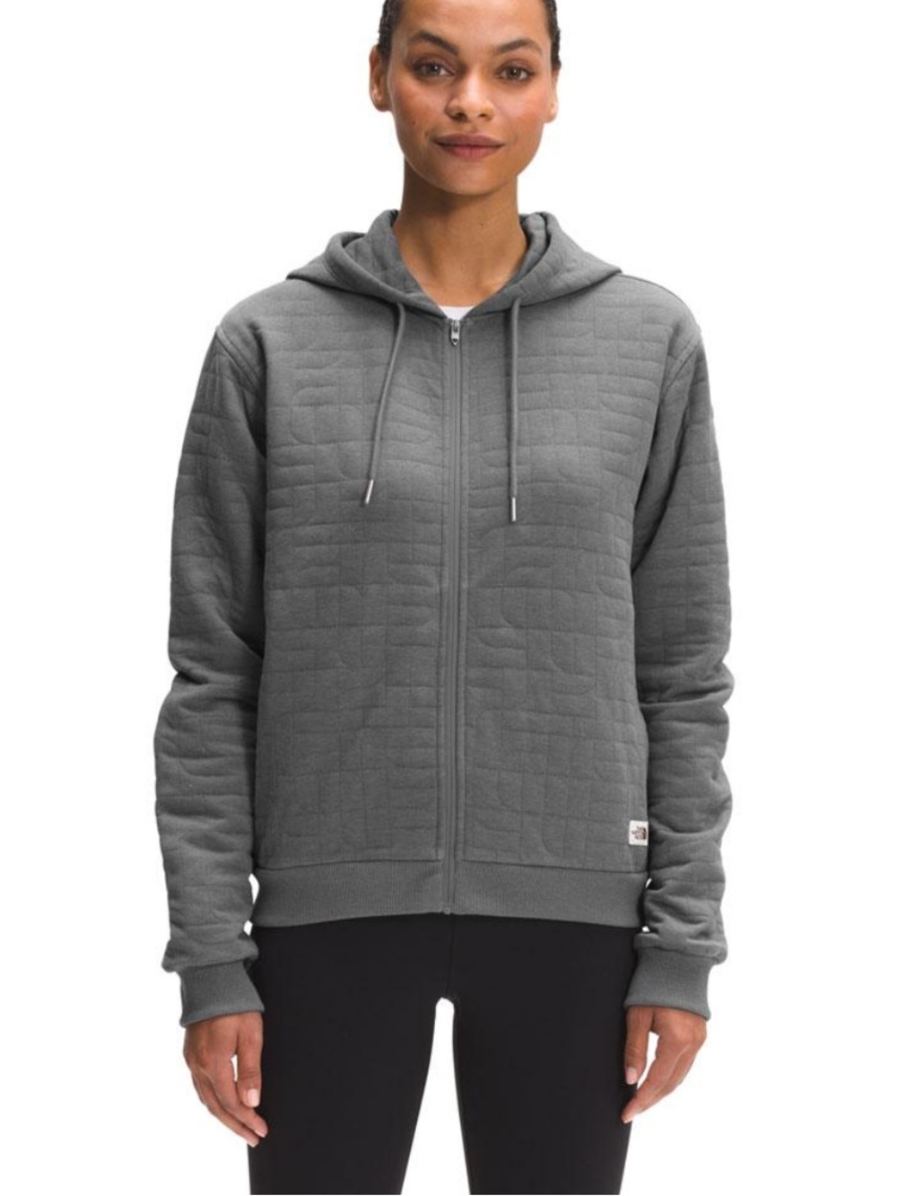 THE NORTH FACE LONGS PEAK QUILTED FULL ZIP HOODIE Grey Heathered XL Women